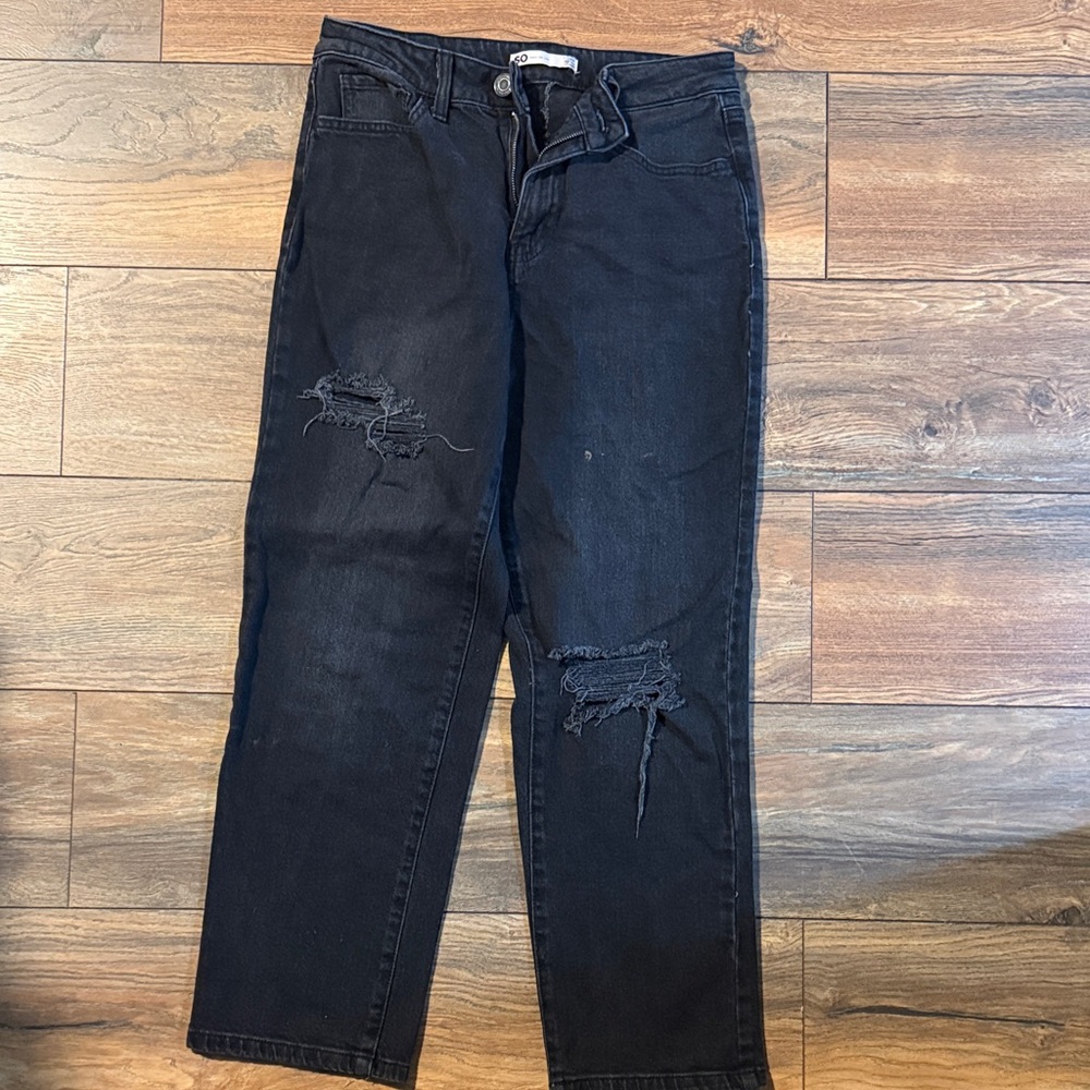 SO Womens High Rise Straight Black Jeans